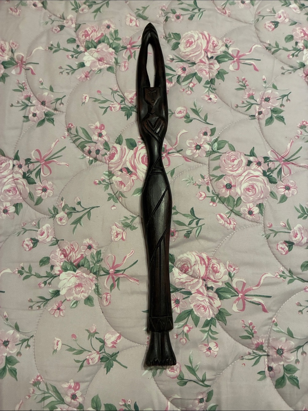 Carved Dark Wood Decorative Swimmer/ Sculpture - Dark Brown